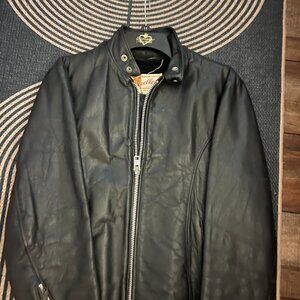 Vintage Excelled Black Leather Moto Jacket – Made in USA – Size 36R